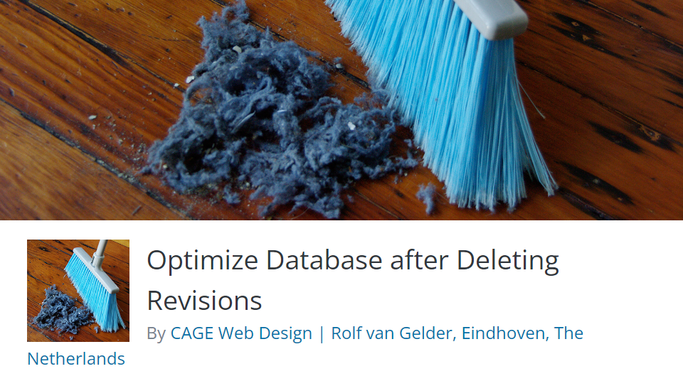 database optimization plugin listing in the WordPress repository