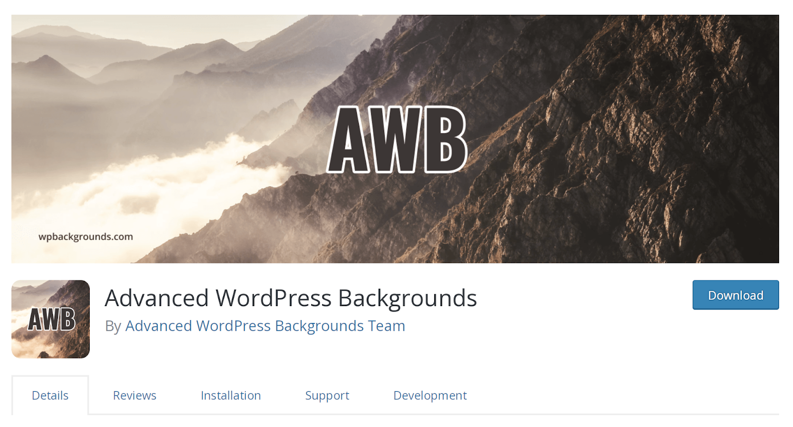Advanced WordPress Backgrounds plugin page in the WordPress repository