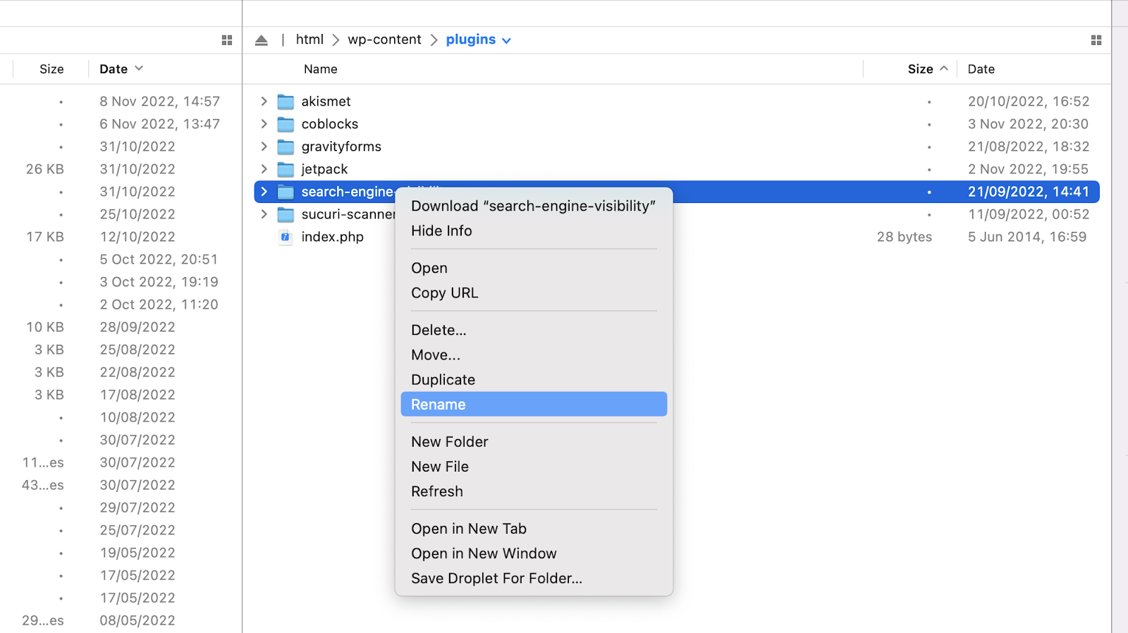 renaming a plugin in Transmit