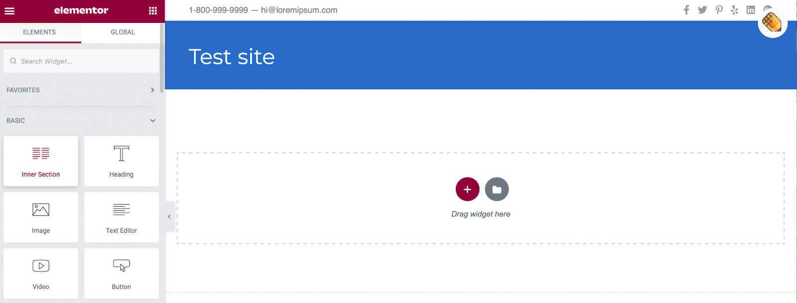 elements available with Elementor