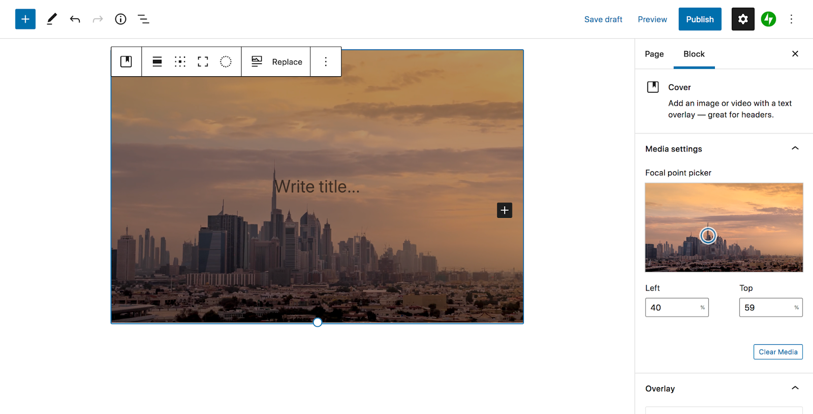 setting a video background using a Cover block