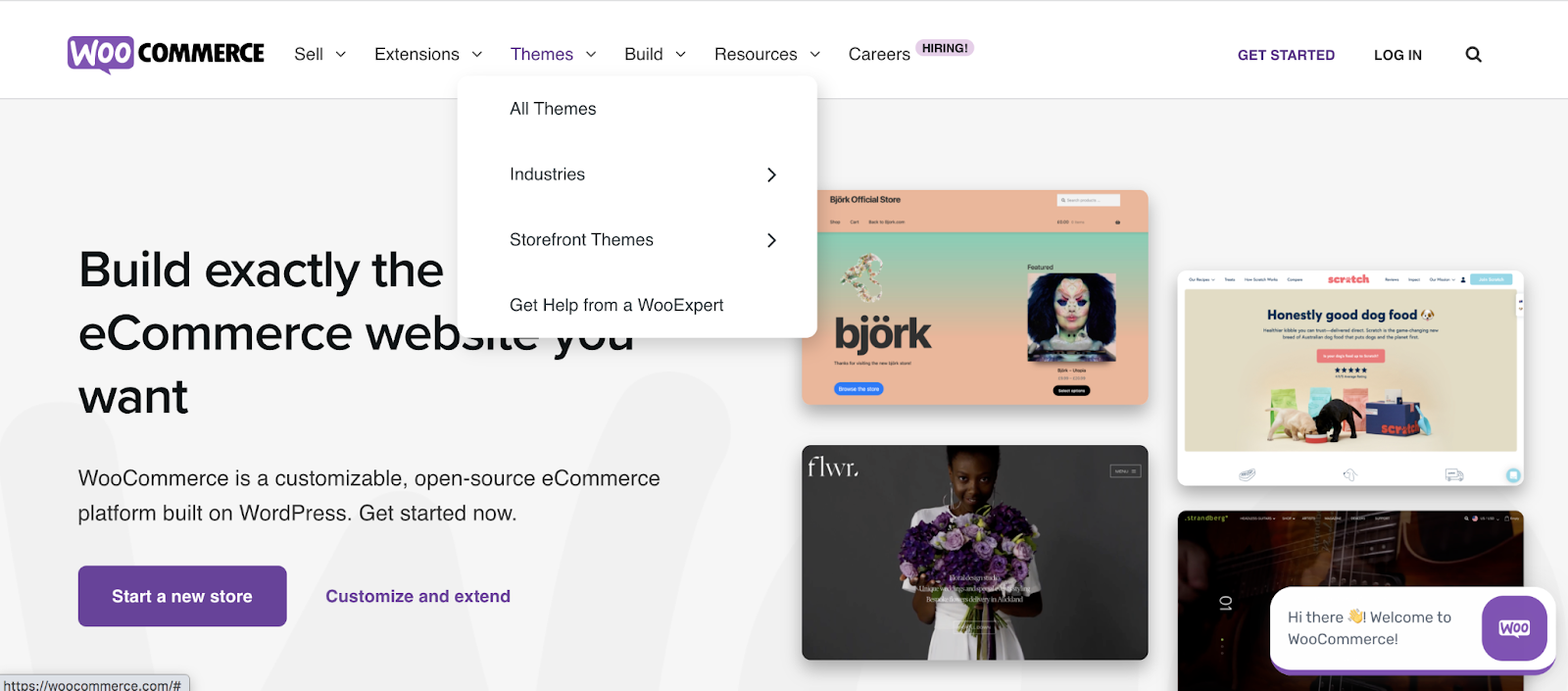 dropdown menu on WooCommerce.com