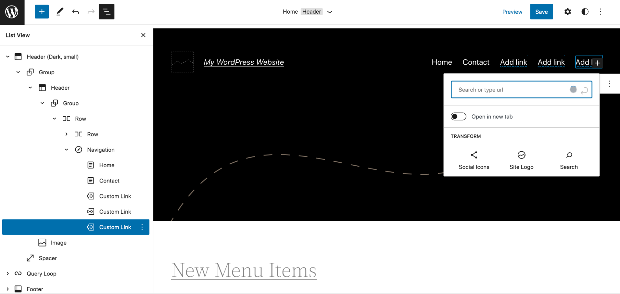 adding a URL to the WordPress menu