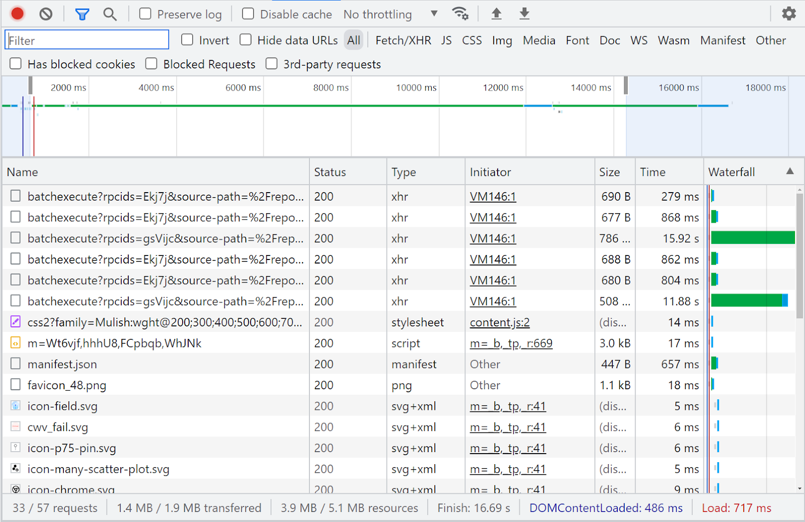 list of files from Google from the Network tab of Google Developer Tools