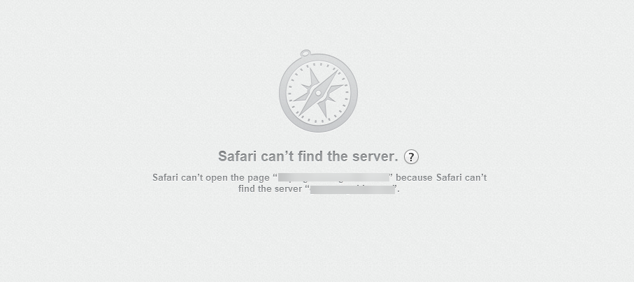 error message "Safari can't find the server"