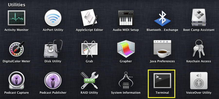 Utilities folder on a Mac