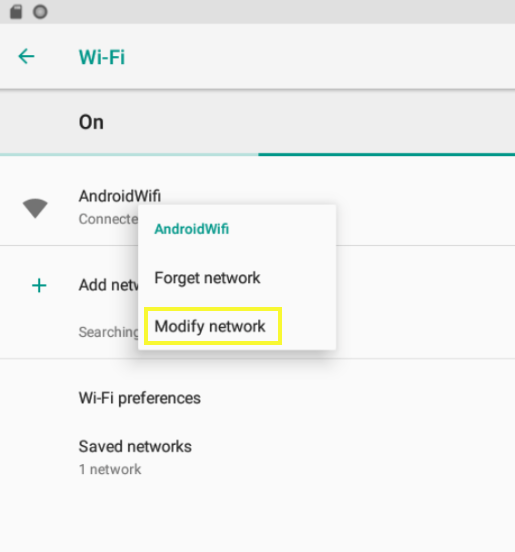 modify network option
