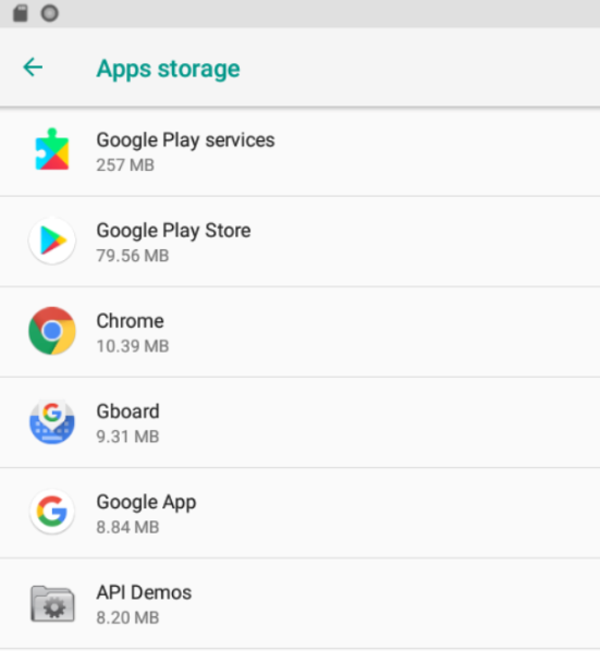 apps storage settings on Android