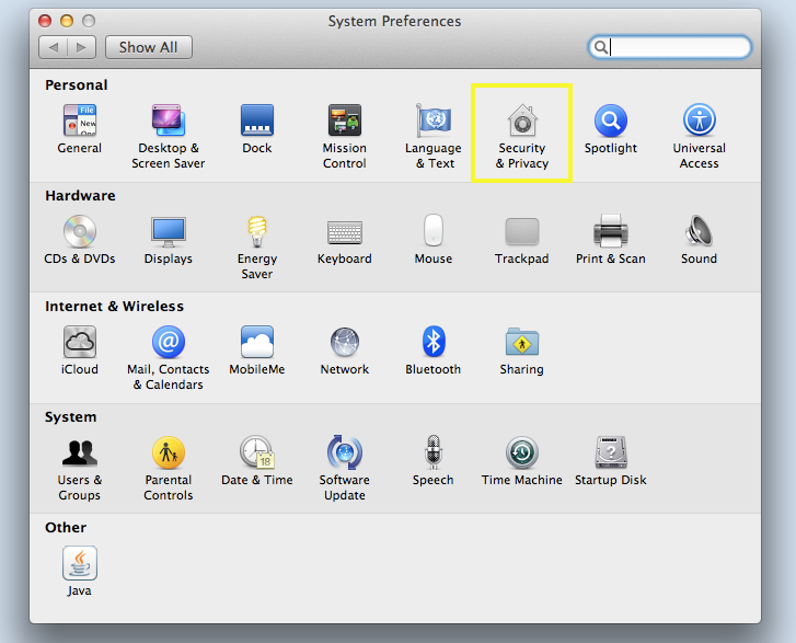 security settings on a Mac