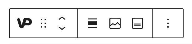 Videopress block toolbar, showing three icons: alignment, image, text tracks.