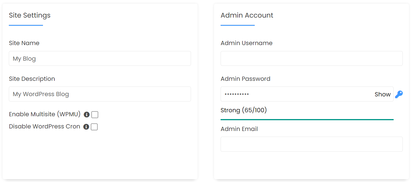 creating admin user details