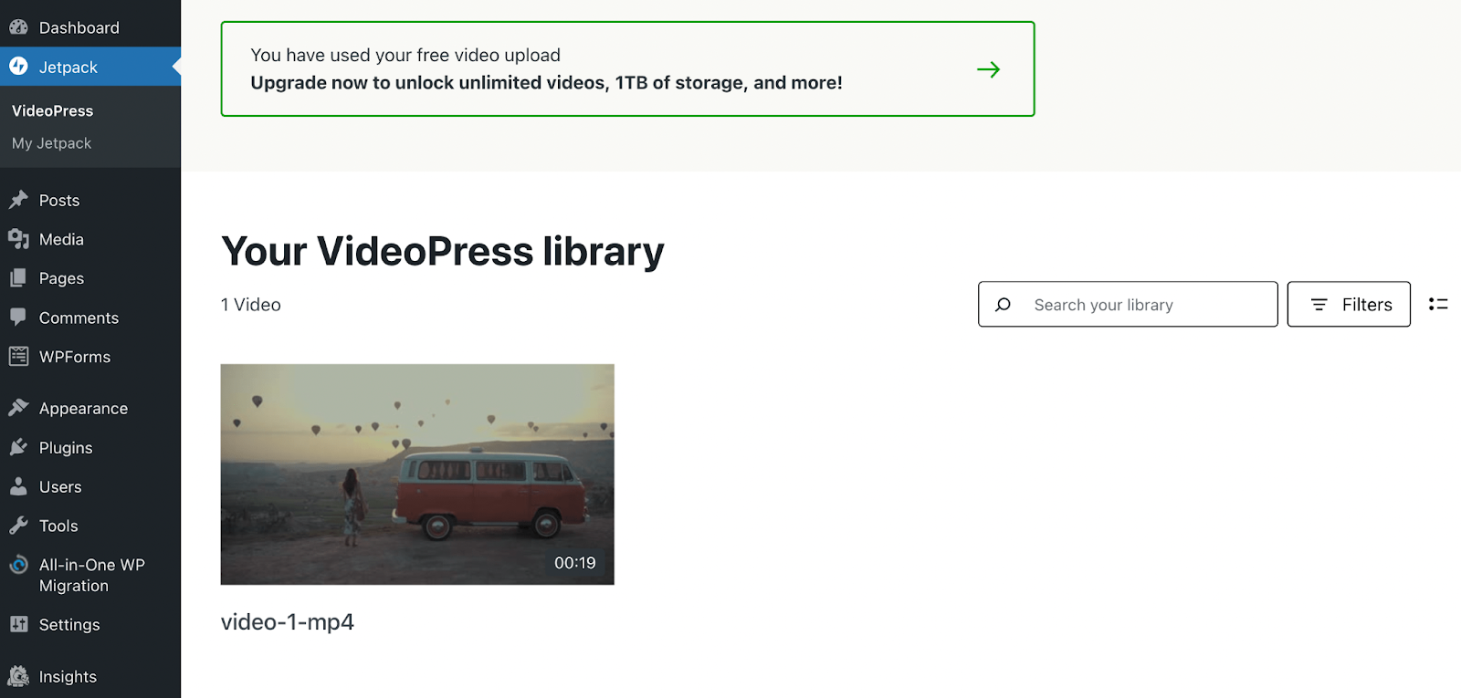 viewing the VideoPress library