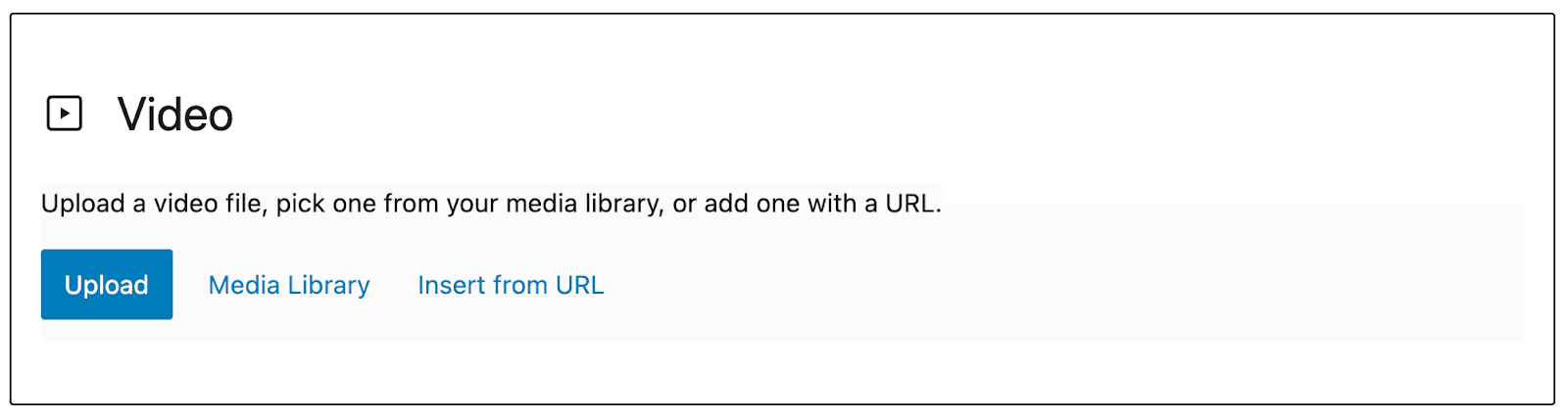 option to upload a video in WordPress