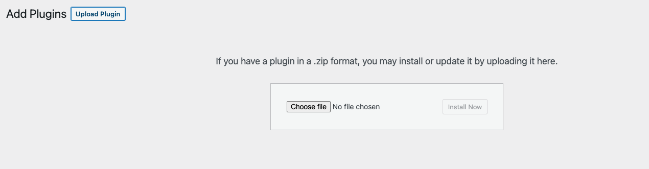 uploading a plugin in the WordPress dashboard