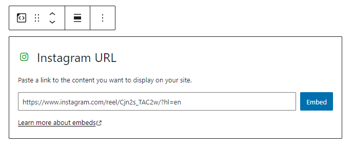 adding an Instagram URL to WordPress