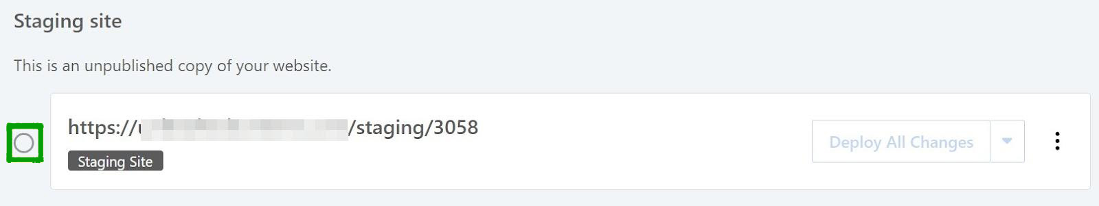 URL of the new staging site