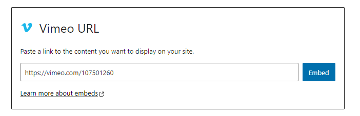 adding a Vimeo video URL to WordPress