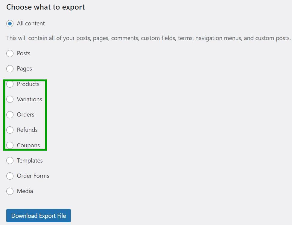 extra export options for WooCommerce