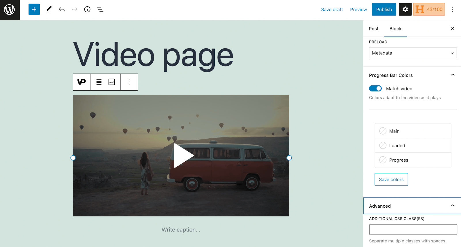 progress bar options for VideoPress