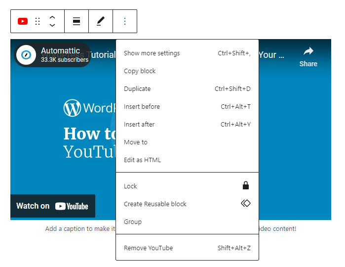 embedding a YouTube video in WordPress by pasting a URL