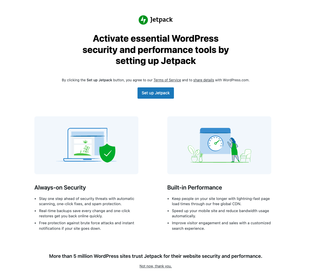setup wizard for Jetpack plugin