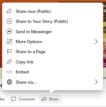 finding the Share button for a Facebook Live video