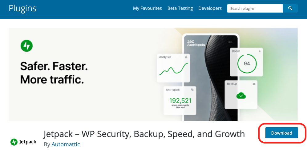 download options for Jetpack