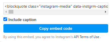 copying an Instagram embed code