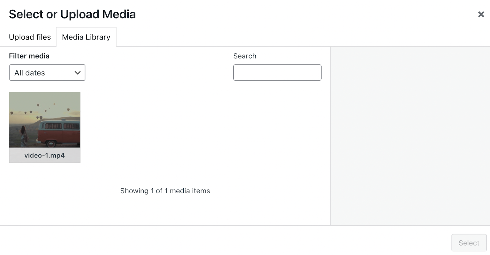 uploaded video in the Media Library