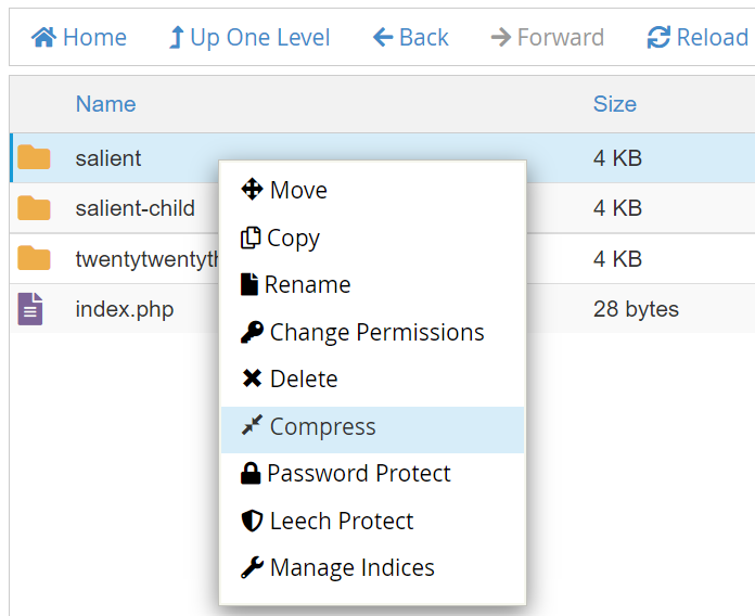 Compress option for a folder