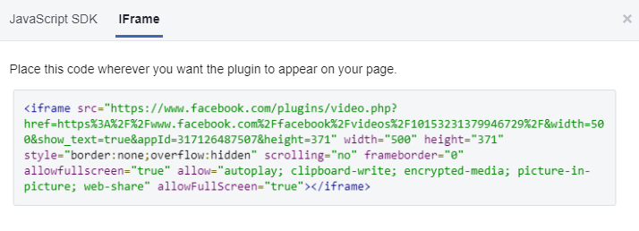 Facebook iFrame code