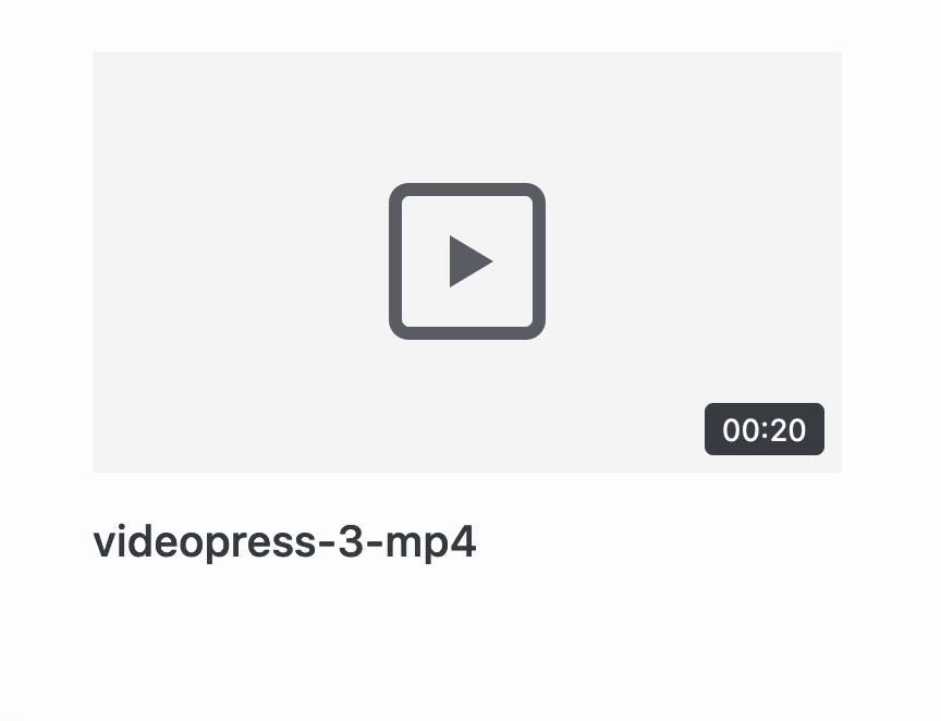 Screencast of an example video uploaded to VideoPress, with the options to `Update Thumbnail,` `Update privacy` or `Delete Video`. 