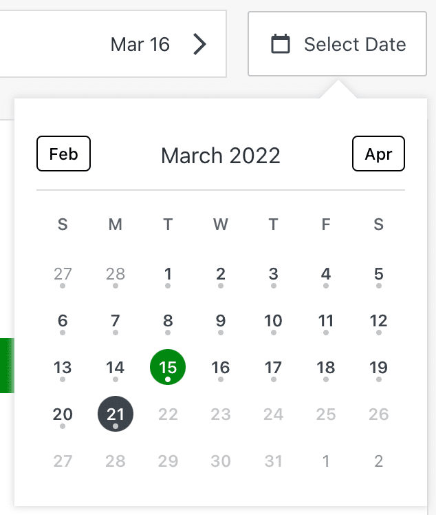 scrolling through available backup dates