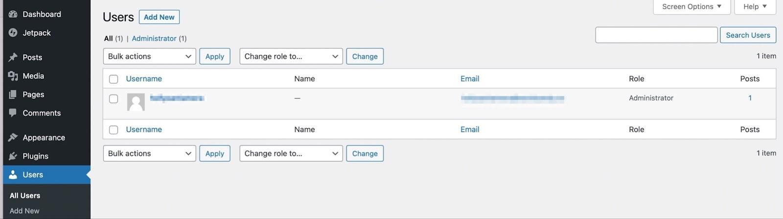 editing a user in WordPress