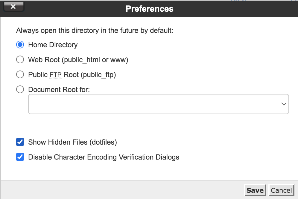 choosing to show hidden files