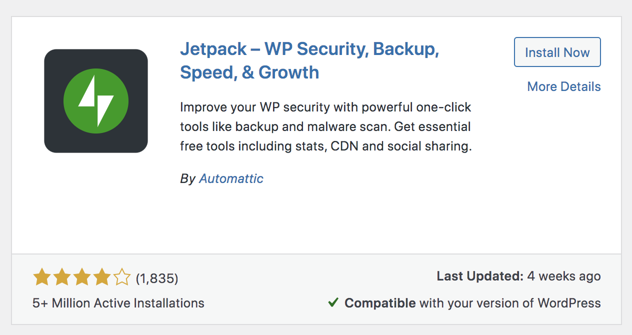 Plugin Jetpack en el repositorio de WordPress