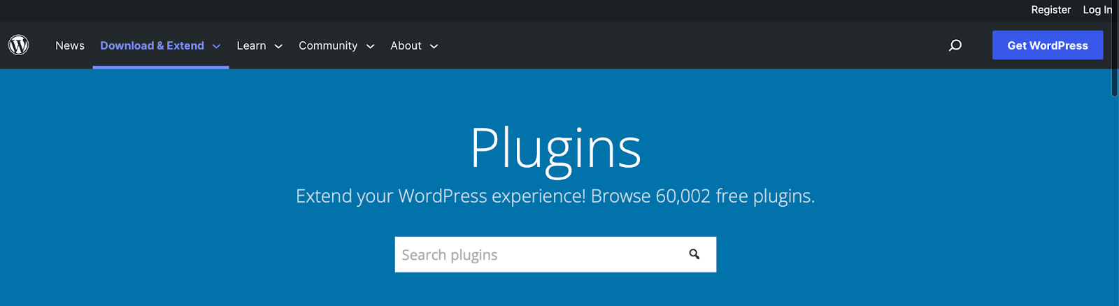 WordPress plugin directory search box