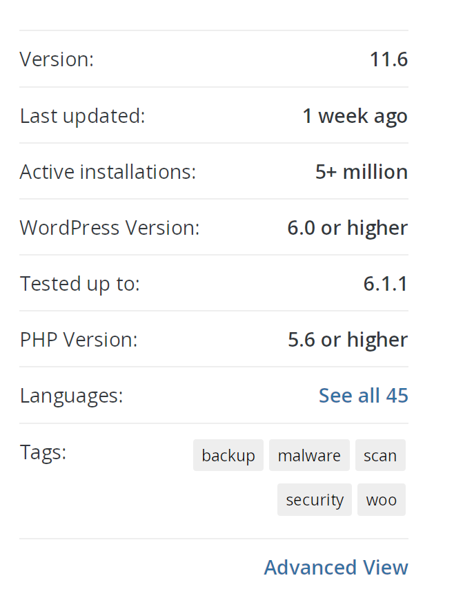 information about a plugin, including the compatible PHP version