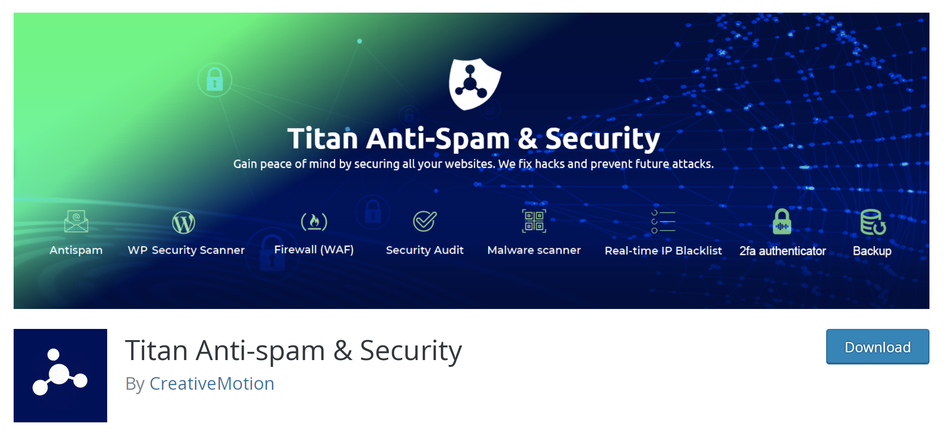 Titan Anti-spam listing in the WP respository