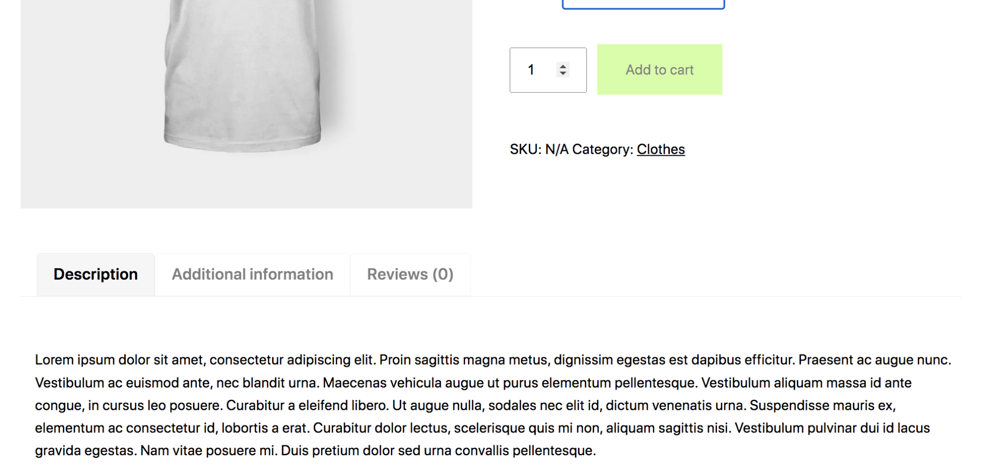 example of tabs in WooCommerce