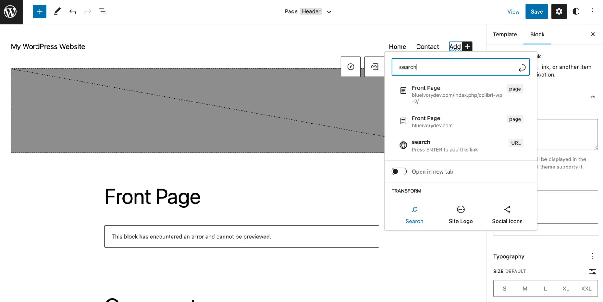 adding a search bar to the header