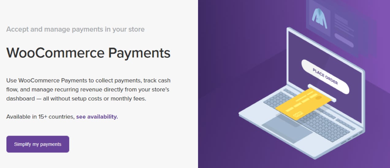 WooCommerce Payments homepage design