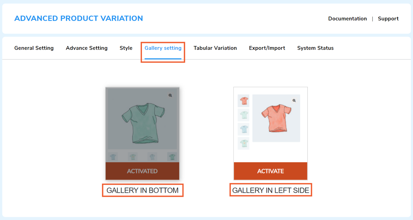 options for gallery position
