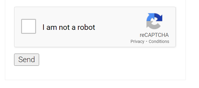 ejemplo de un CAPTCHA con una casilla junto a «No soy un robot»