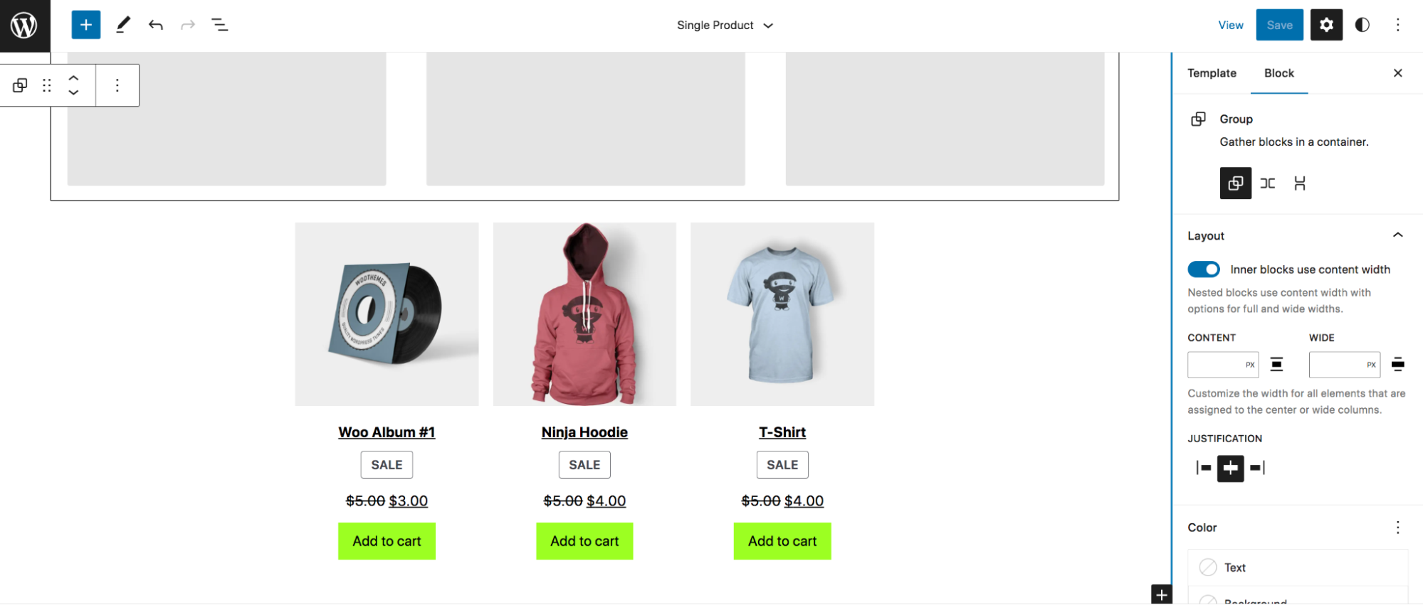 adding extra blocks to the individual product page