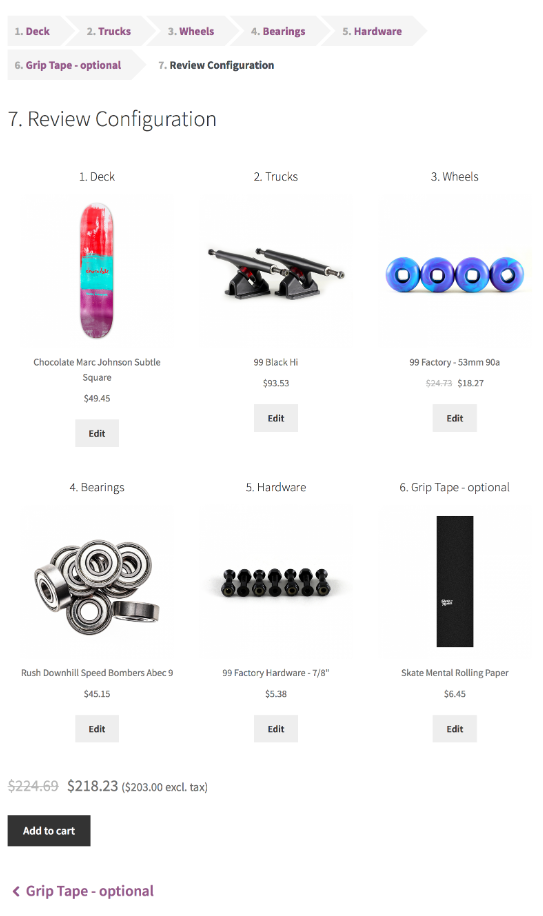example of configurable product kit