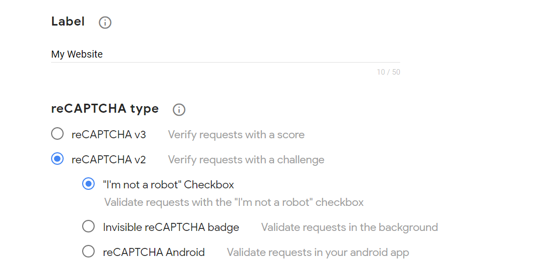 configuración de reCAPTCHA