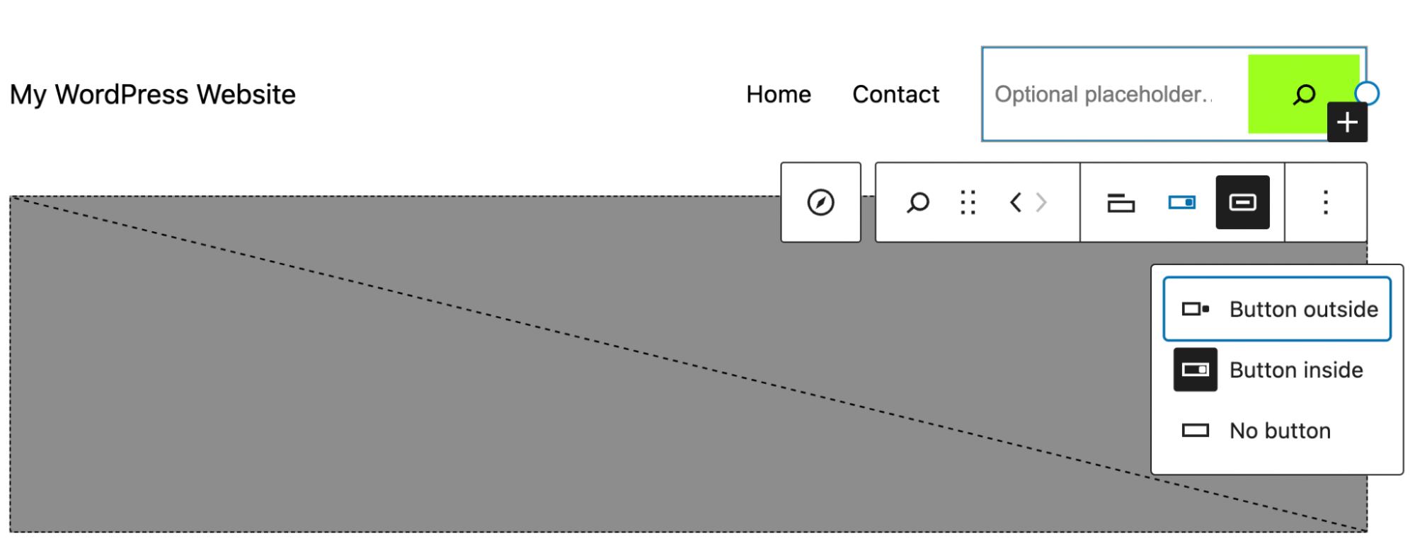 settings for the Search block