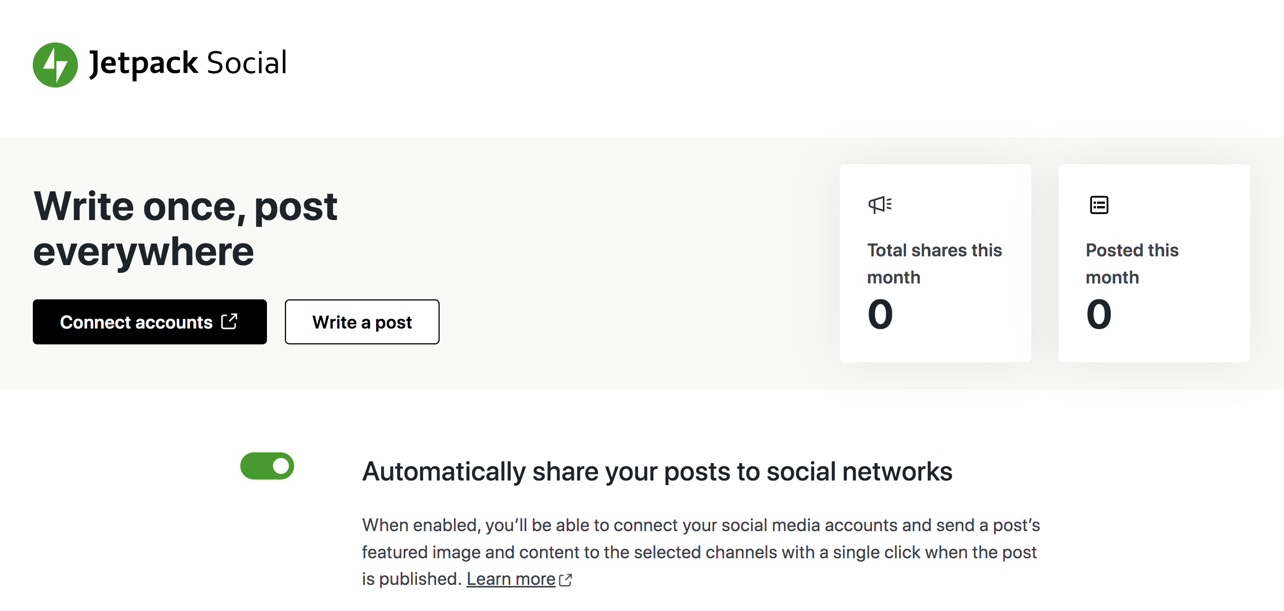 Jetpack Social settings in WordPress