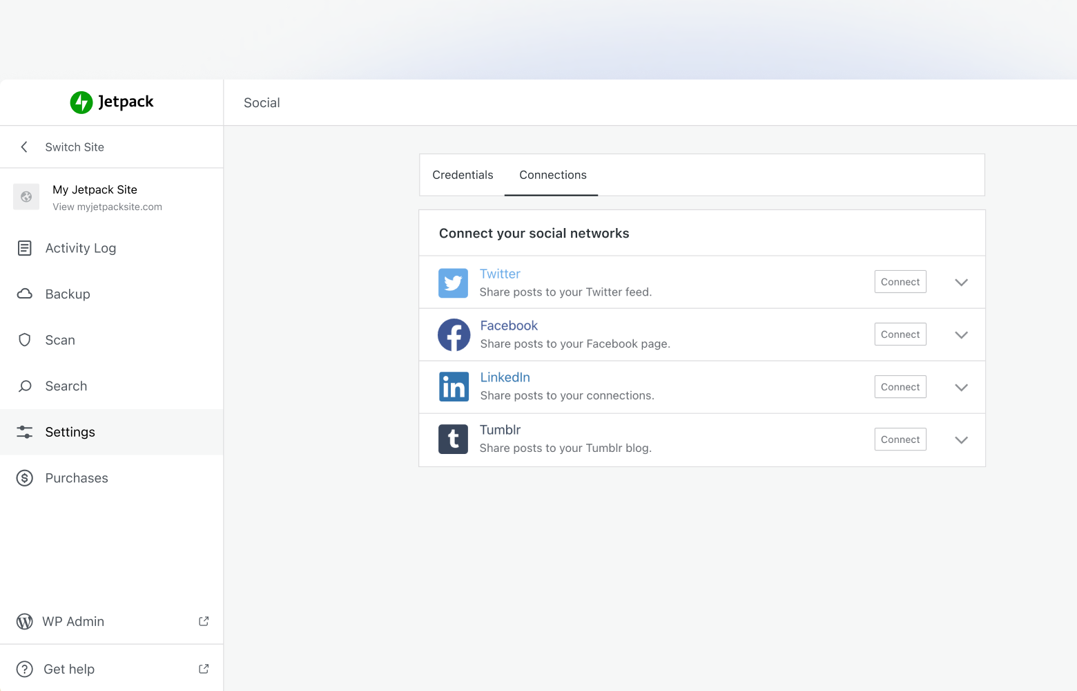 connecting social media networks to Jetpack Social